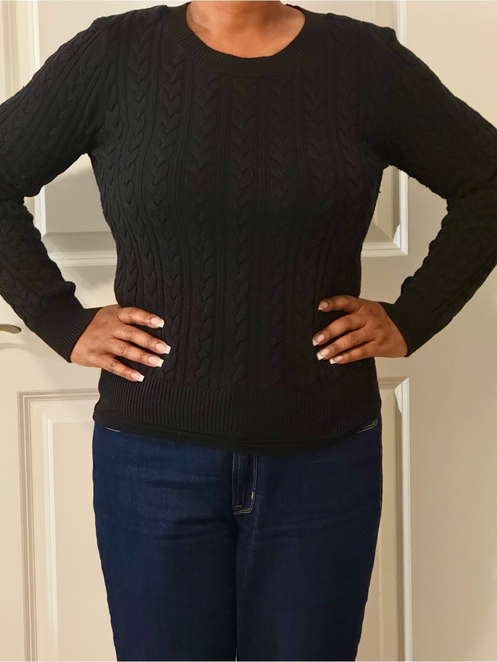 H&M Black Cable Knit Crewneck Sweater